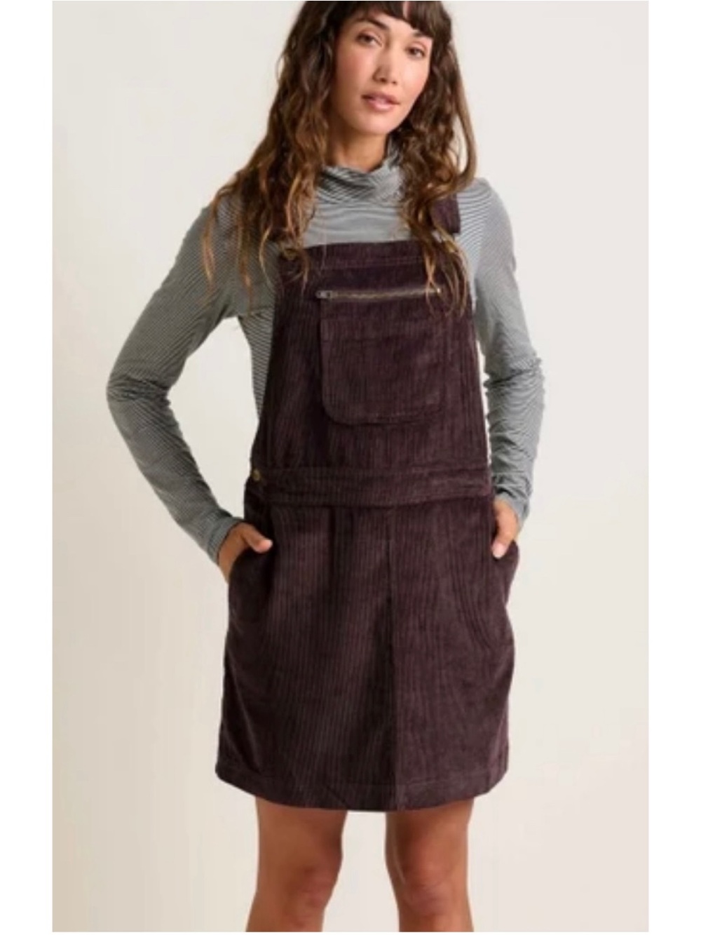 Toad&Co Cascadia Corduroy Jumper in Raisin Size L Hemp Cotton Overalls Country